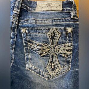 Miss Me Dark Blue Embroidered Jeans
